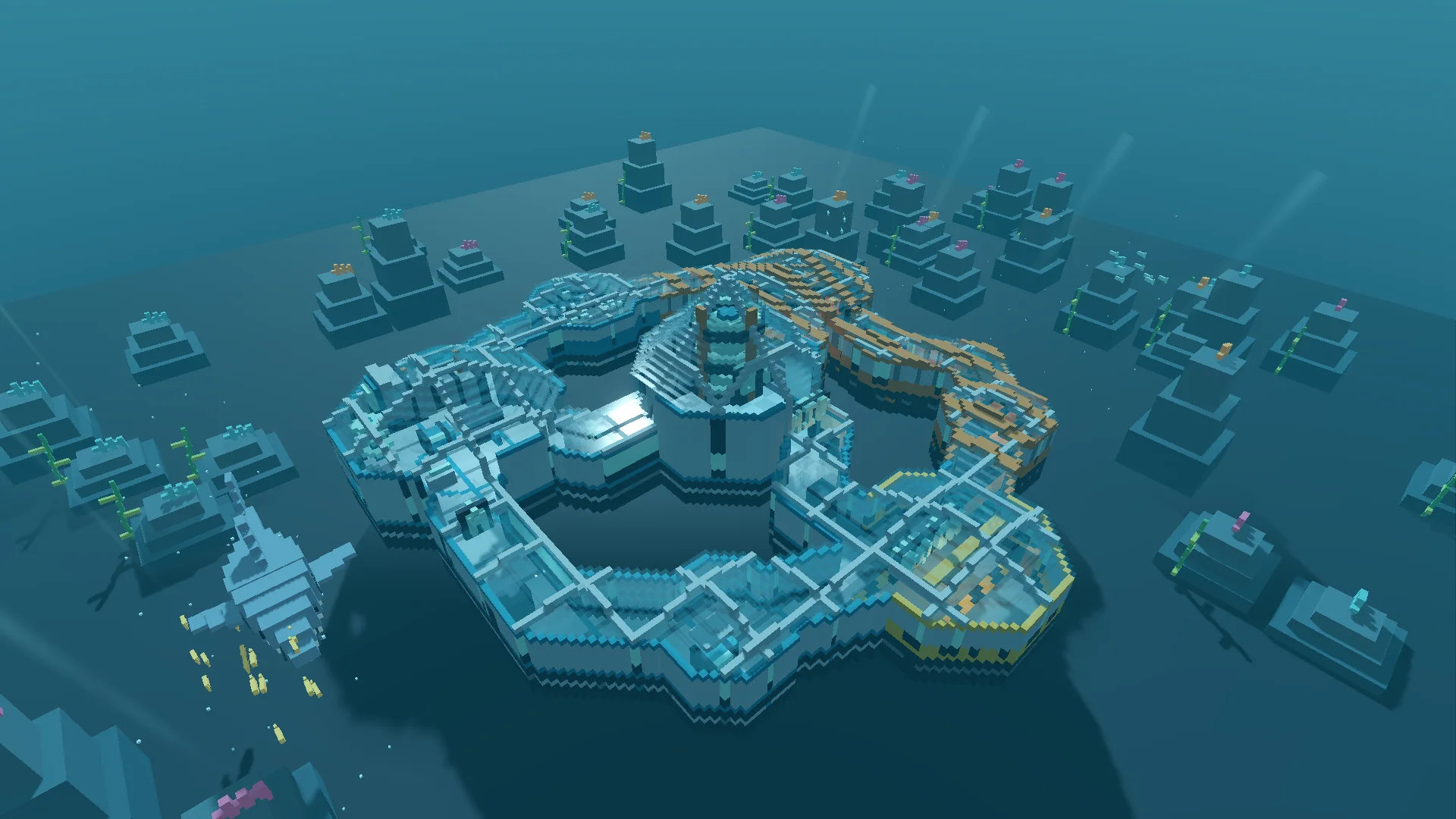 Overhead concept view of the underwater Abyss Station arena
